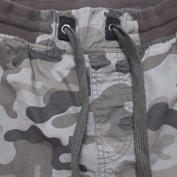 WT02 mens SHORTS camo GRAY stretch waist CARGO pull on DRAWSTRING size M - Picture 5 of 11